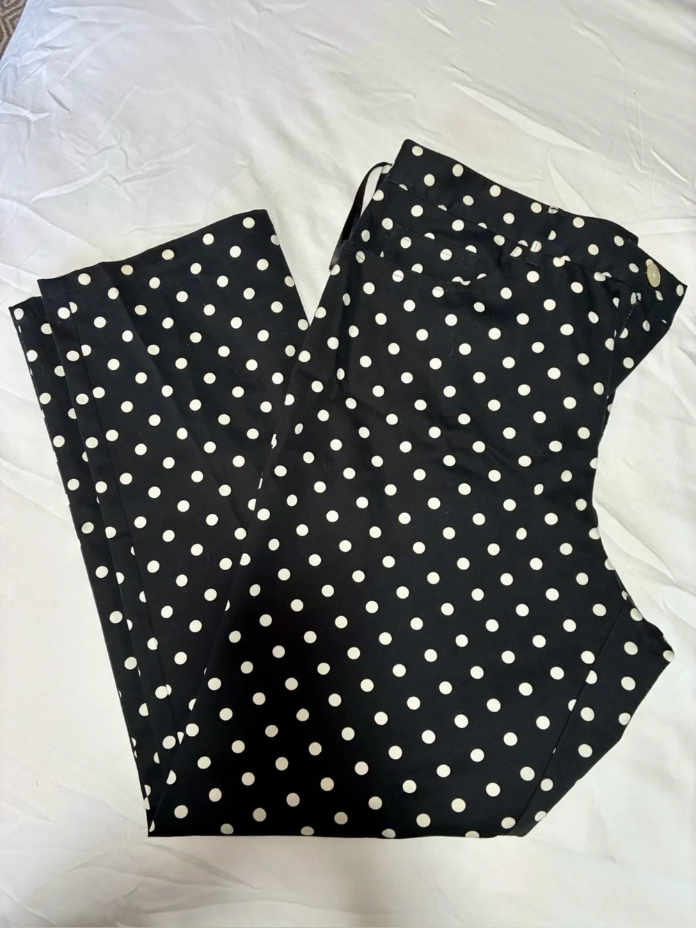 Lauren Ralph Lauren 12P Black Polka Dot Cropped Pants Business Casual Preppy EUC